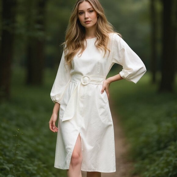 SACHIN + BABI Dress Size 18 / 18W Evening Gown NEW Annie Ivory Knee Length Sash - Picture 1 of 13